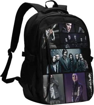 Motionless Rock In White Backpack with USB Charing Port Laptop Daypack Travel Bag Classic Laptop Backpack
