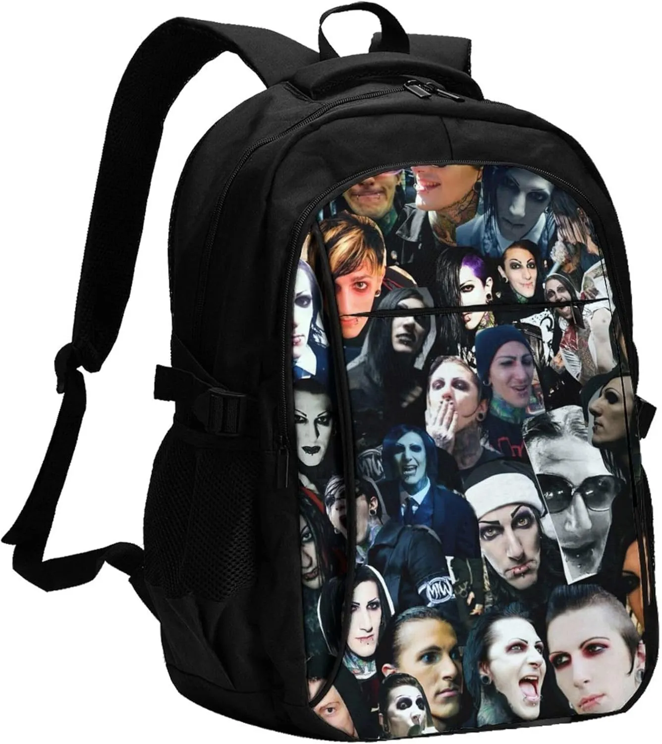 Motionless Rock In White Backpack with USB Charing Port Laptop Daypack Travel Bag Classic Laptop Backpack