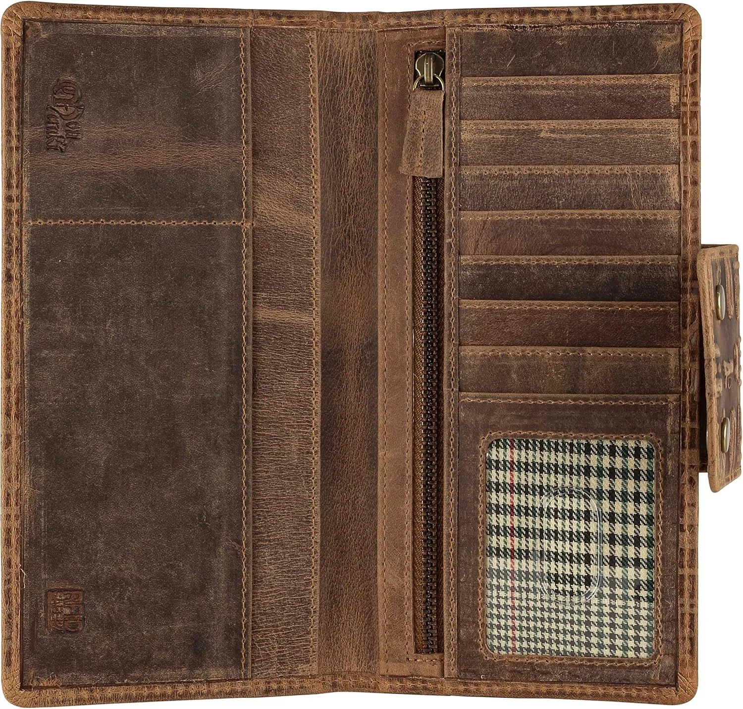 Mou Meraki Genuine Leather RFID Blocking Long Wallet – Vintage Bifold for Men (ANCIENT TOBACCO)
