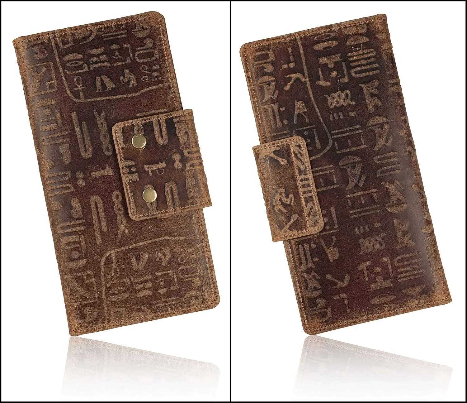 Mou Meraki Genuine Leather RFID Blocking Long Wallet – Vintage Bifold for Men (ANCIENT TOBACCO)