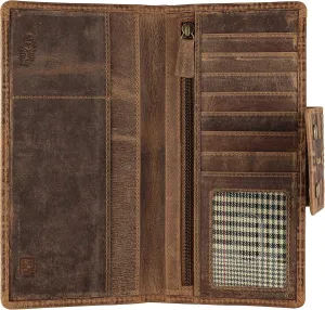 Mou Meraki Genuine Leather RFID Blocking Long Wallet – Vintage Bifold for Men (ANCIENT TOBACCO)
