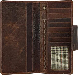 Mou Meraki Genuine Leather RFID Blocking Long Wallet – Vintage Bifold for Men (BUBBLES BROWN)