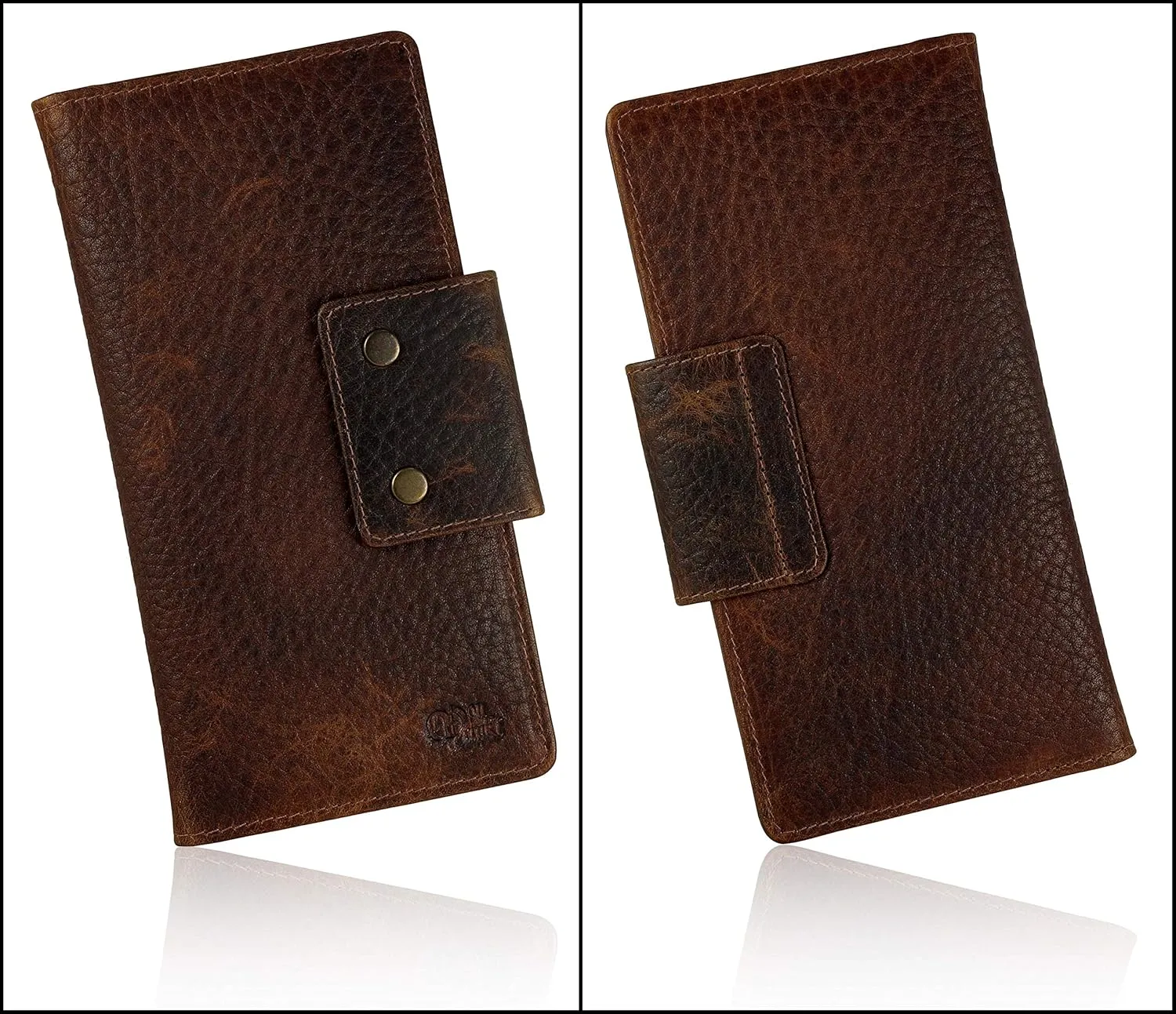 Mou Meraki Genuine Leather RFID Blocking Long Wallet – Vintage Bifold for Men (BUBBLES BROWN)