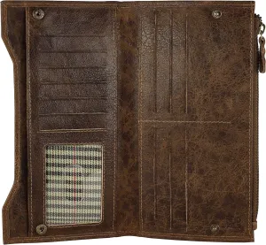 Mou Meraki Genuine Leather RFID Blocking Long Wallet – Vintage Bifold for Men