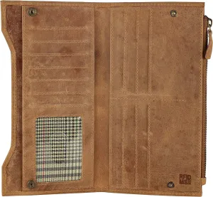 Mou Meraki Genuine Leather RFID Blocking Long Wallet – Vintage Bifold for Men