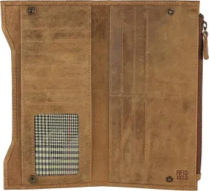 Mou Meraki Genuine Leather RFID Blocking Long Wallet – Vintage Bifold for Men