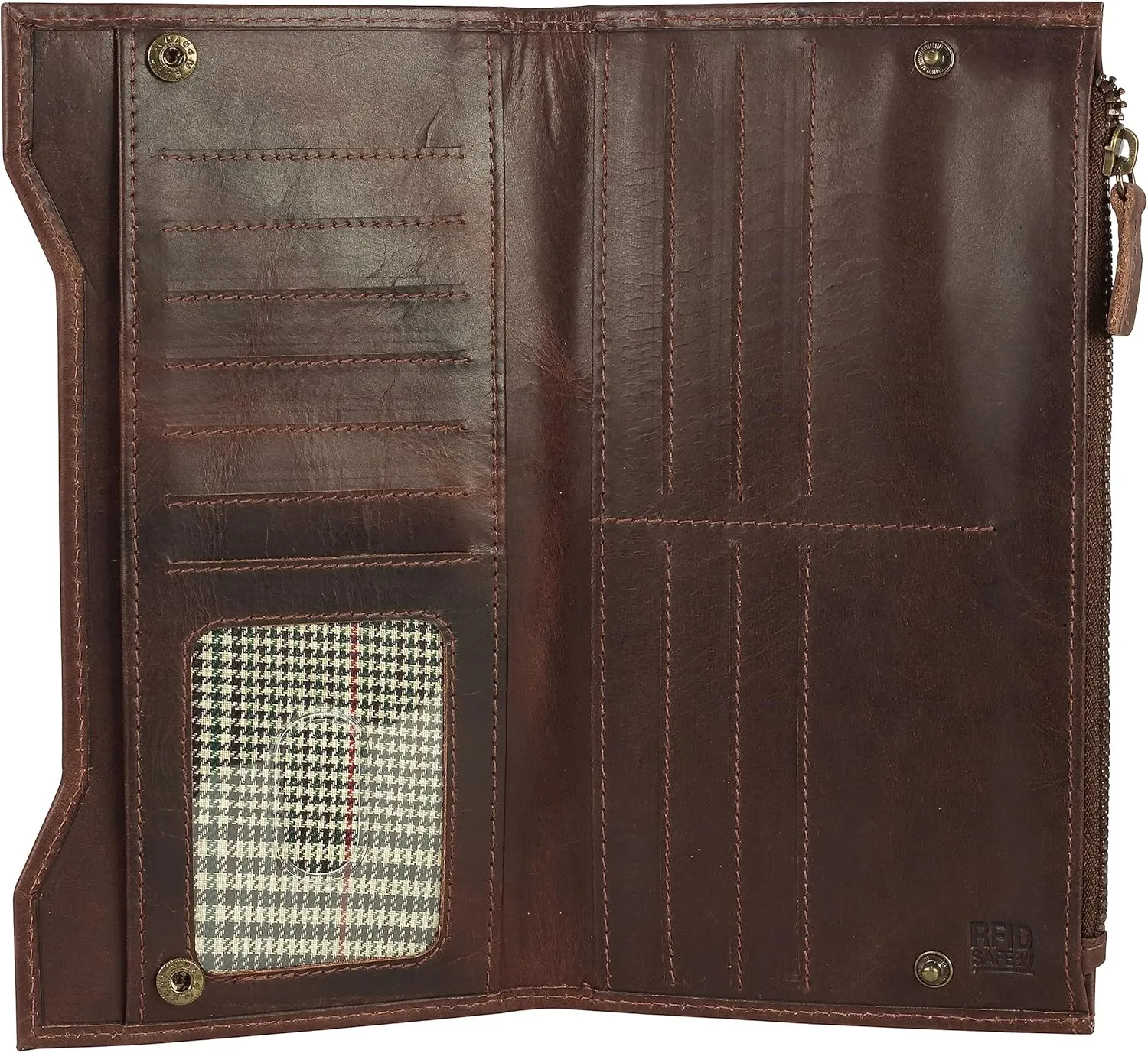 Mou Meraki Genuine Leather RFID Blocking Long Wallet – Vintage Bifold for Men