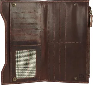 Mou Meraki Genuine Leather RFID Blocking Long Wallet – Vintage Bifold for Men