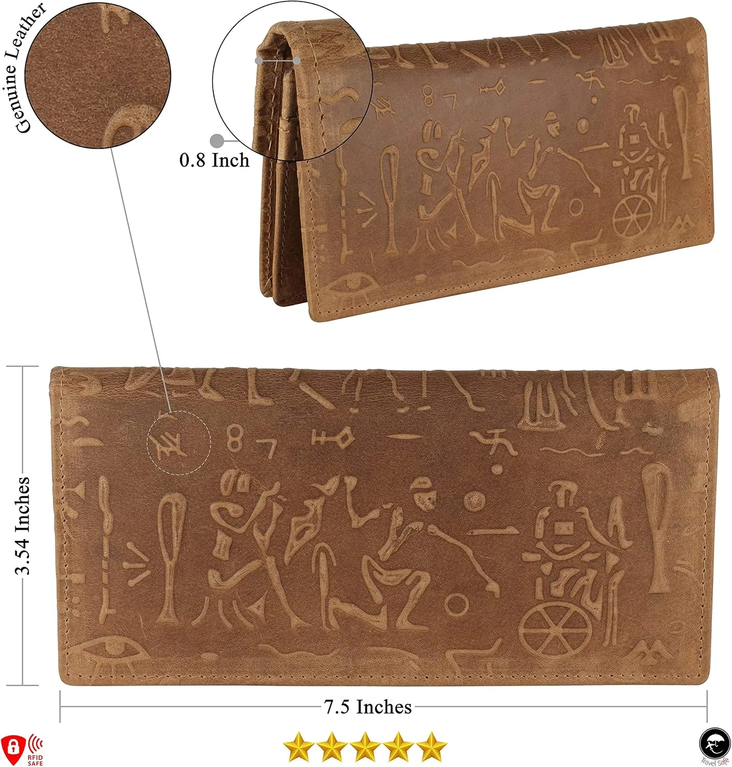 Mou Meraki RFID Blocking Mens Genuine leather Bifold Long Wallet