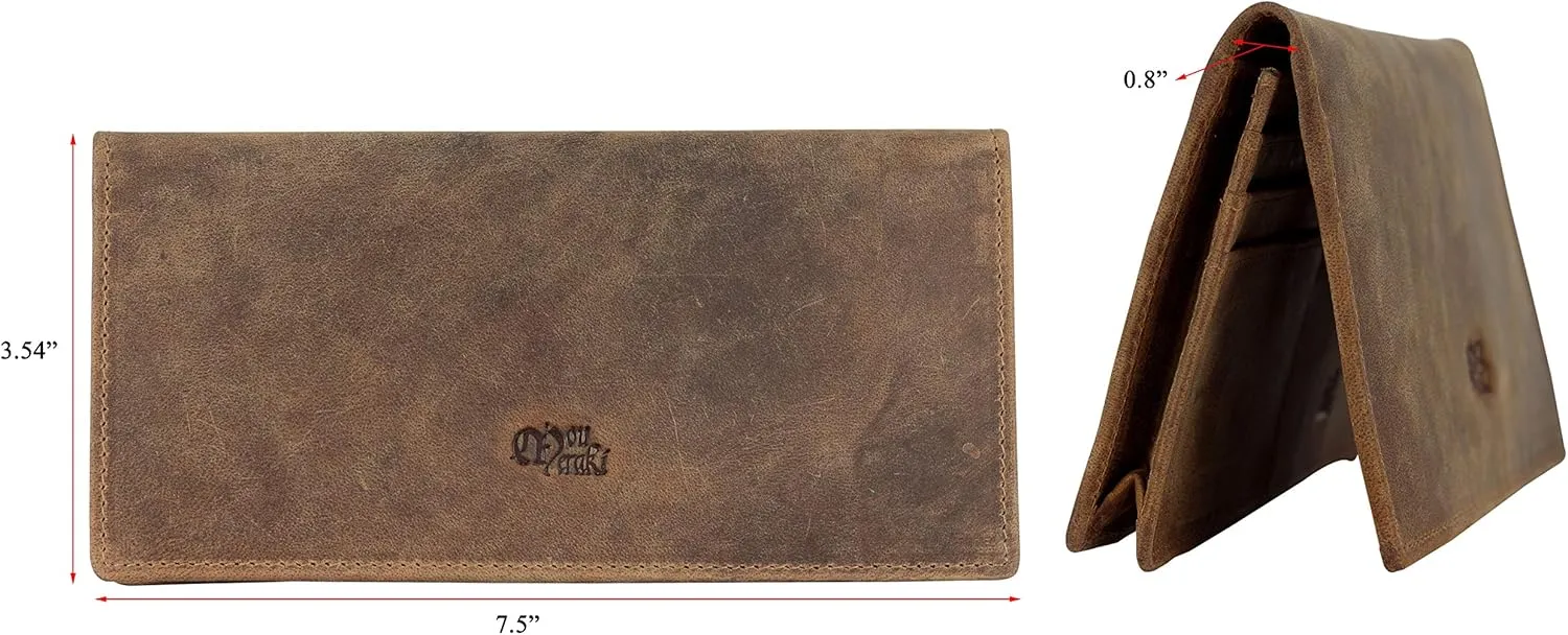 Mou Meraki RFID Blocking Mens Genuine leather Bifold Long Wallet