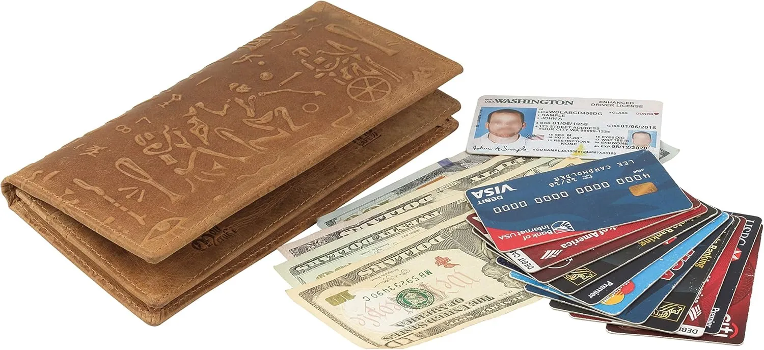 Mou Meraki RFID Blocking Mens Genuine leather Bifold Long Wallet