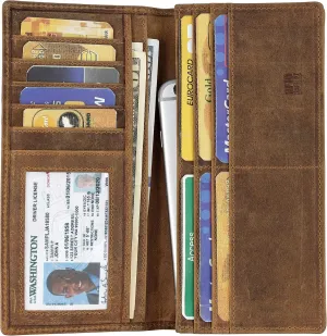 Mou Meraki RFID Blocking Mens Genuine leather Bifold Long Wallet