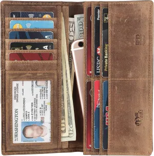 Mou Meraki RFID Blocking Mens Genuine leather Bifold Long Wallet