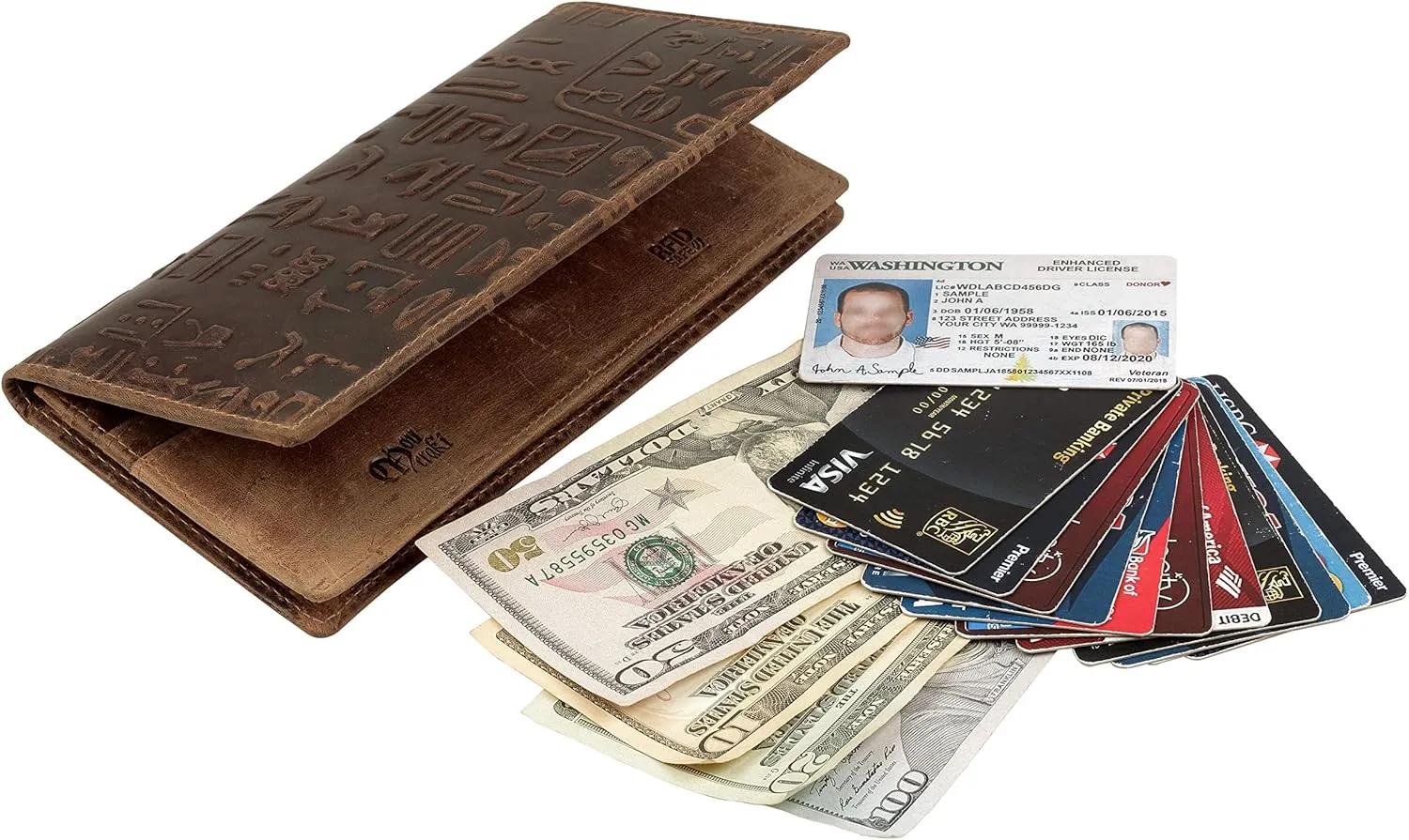 Mou Meraki RFID Blocking Mens Genuine leather Bifold Long Wallet