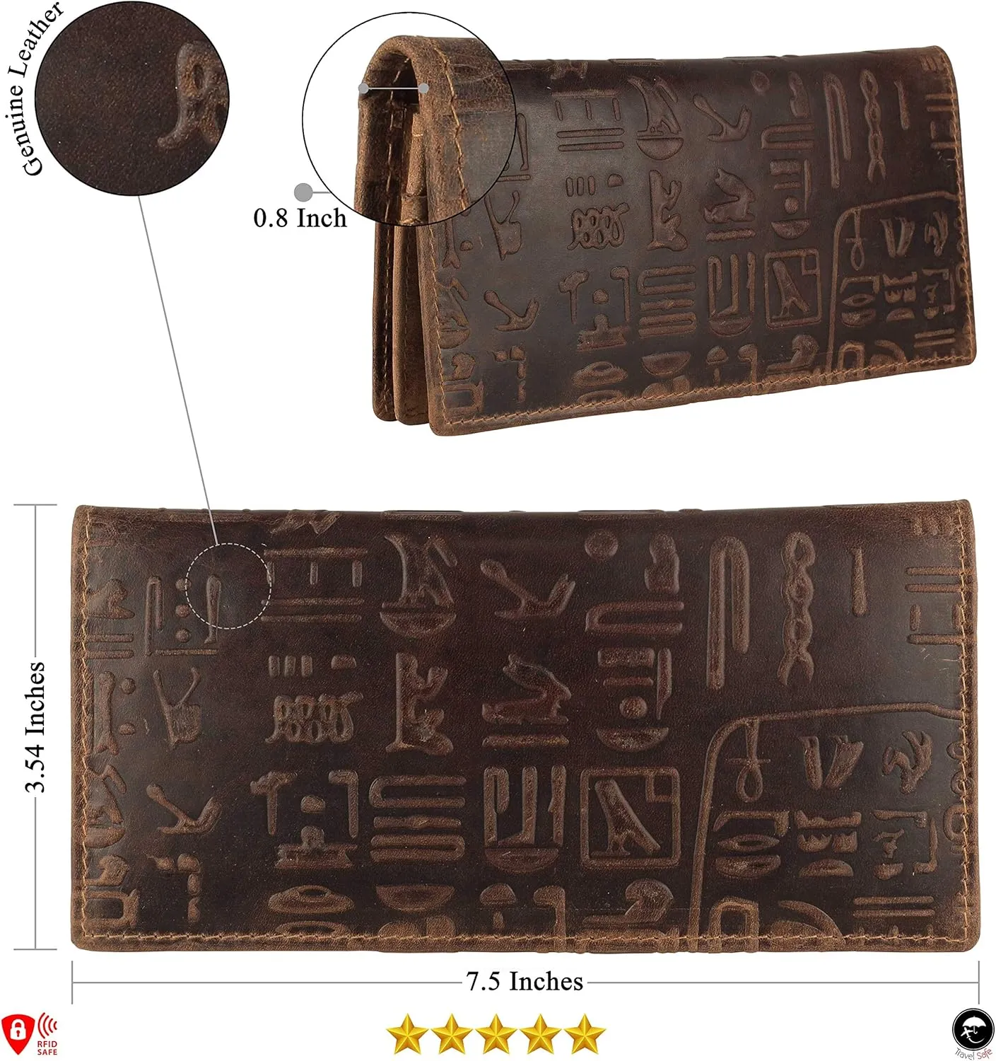 Mou Meraki RFID Blocking Mens Genuine leather Bifold Long Wallet