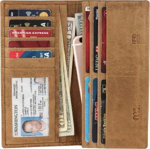 Mou Meraki RFID Blocking Mens Genuine leather Bifold Long Wallet