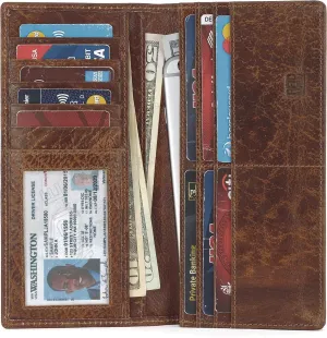 Mou Meraki RFID Blocking Mens Genuine leather Bifold Long Wallet