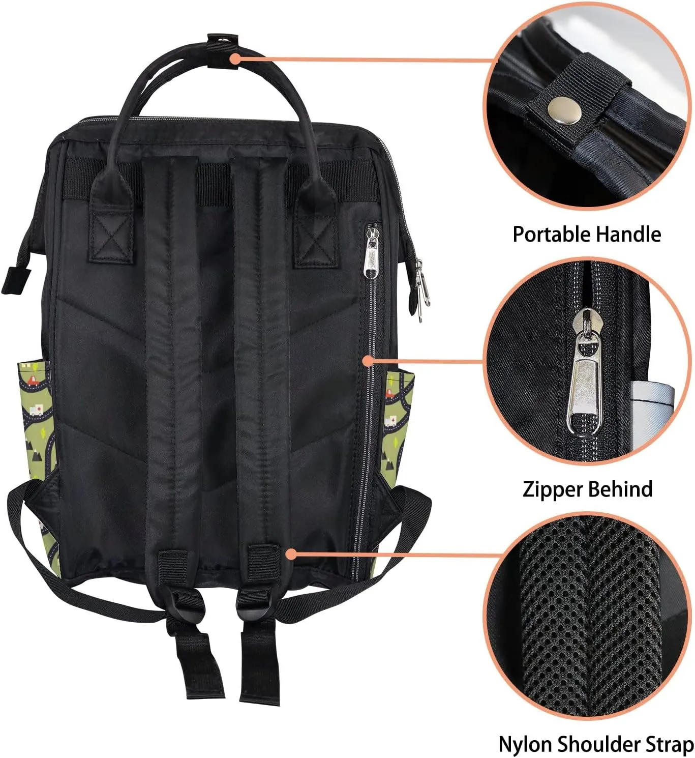 Mountain Road Cactus Diaper Bag Backpack Waterproof Backpack Baby Nappy Changing Bag for Travel Large Capacity Durable and Stylish for Woman