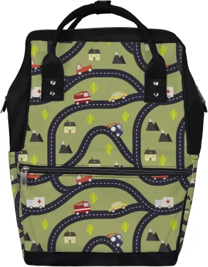Mountain Road Cactus Diaper Bag Backpack Waterproof Backpack Baby Nappy Changing Bag for Travel Large Capacity Durable and Stylish for Woman