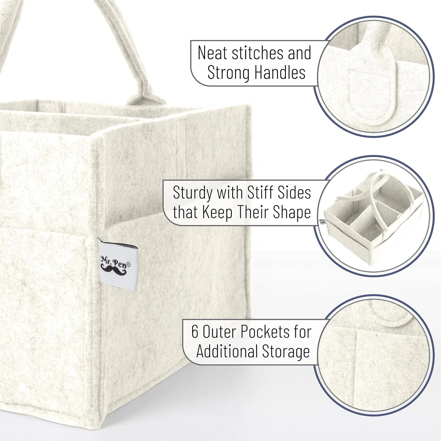 Mr. Pen- Baby Diaper Caddy Organizer, Beige, Baby Organizer, Car Diaper Caddy, Baby Caddy Organizer, Portable Diaper Caddy, Diaper Organizer for Changing Table, Baby Organizer for Nursery