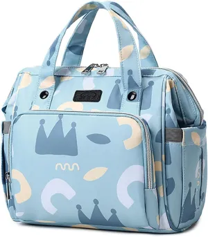 Multifunctional Diaper Bag Backpack, Lightweight Waterproof Travel Nappy Changing Tote Mommy Shoulder Bag (Blue)