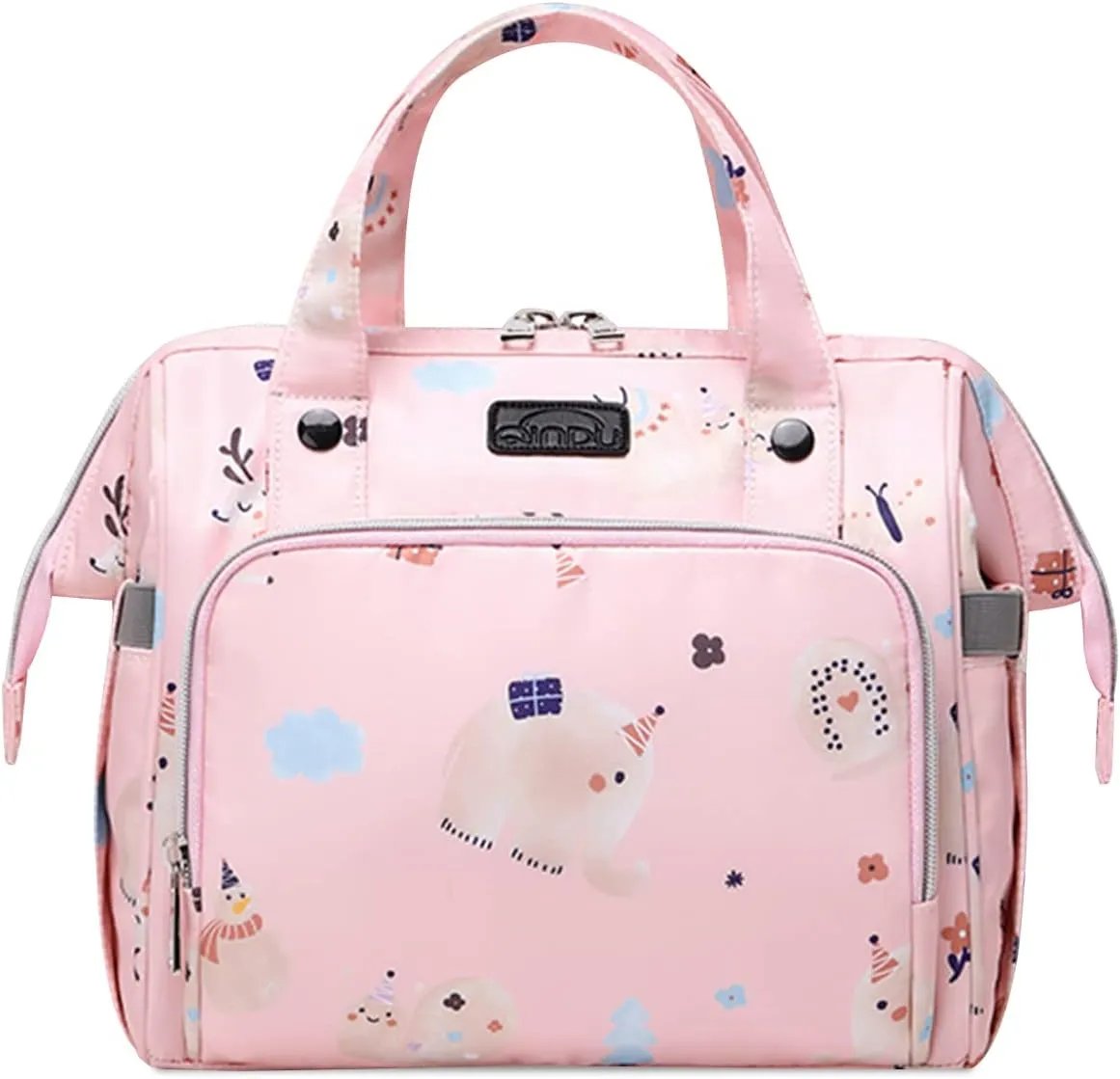 Multifunctional Diaper Bag, Lightweight Waterproof Travel Nappy Changing Tote Mommy Shoulder Bag (Pink)