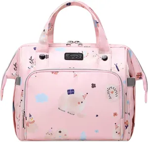 Multifunctional Diaper Bag, Lightweight Waterproof Travel Nappy Changing Tote Mommy Shoulder Bag (Pink)