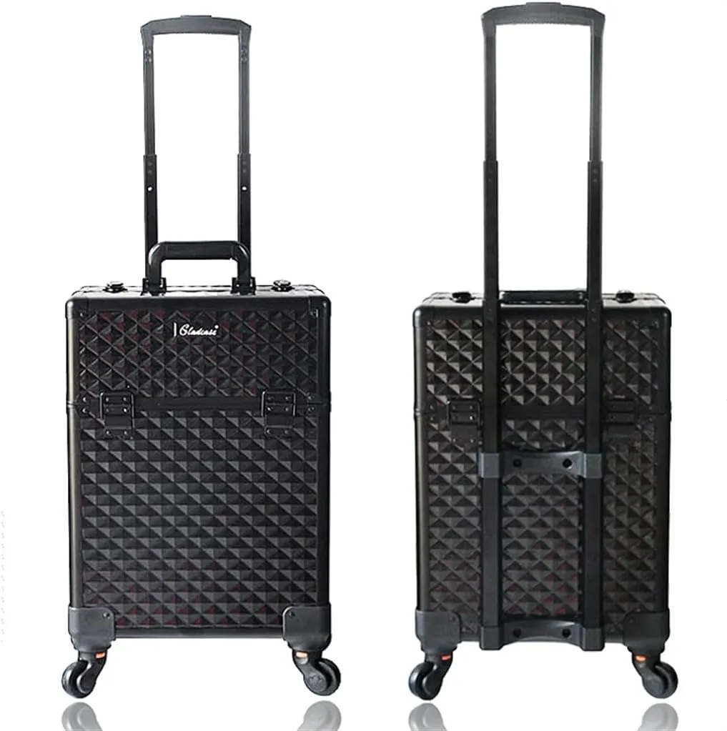 Multifunctional Large Capacity Wheeled Suitcase Ladies Trolley Cosmetic Case Travel Cosmetic Bag Rolling Luggage(Blue)