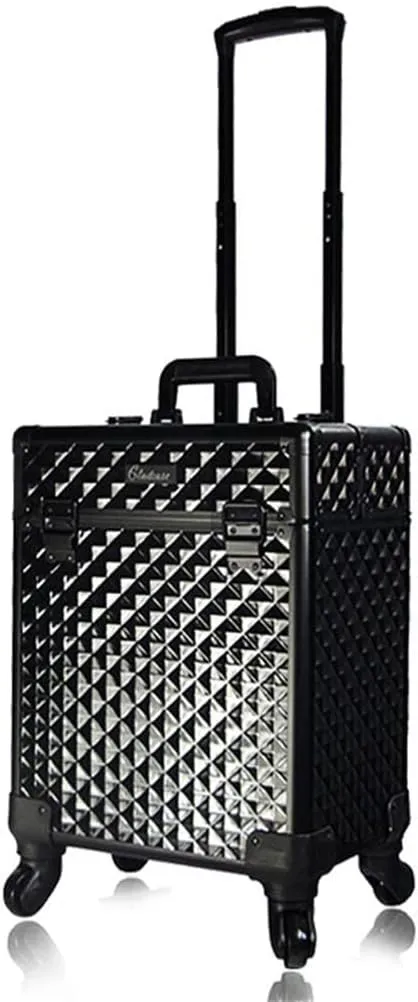 Multifunctional Large Capacity Wheeled Suitcase Ladies Trolley Cosmetic Case Travel Cosmetic Bag Rolling Luggage(Blue)