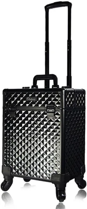 Multifunctional Large Capacity Wheeled Suitcase Ladies Trolley Cosmetic Case Travel Cosmetic Bag Rolling Luggage(Blue)