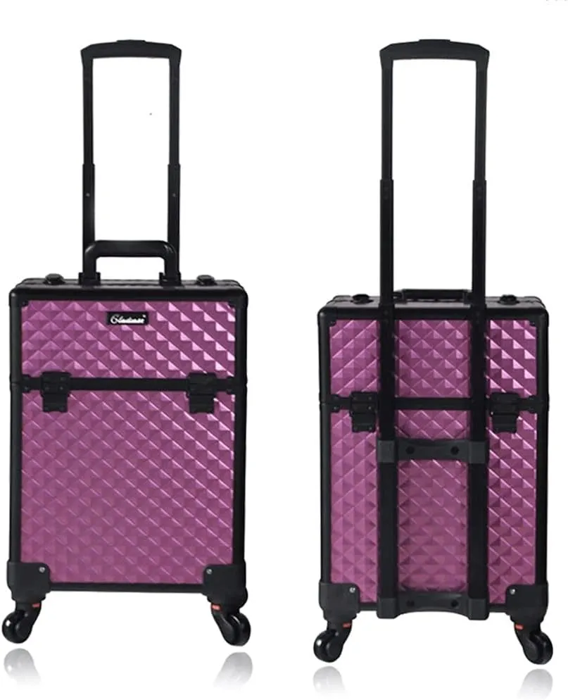 Multifunctional Large Capacity Wheeled Suitcase Ladies Trolley Cosmetic Case Travel Cosmetic Bag Rolling Luggage(D)