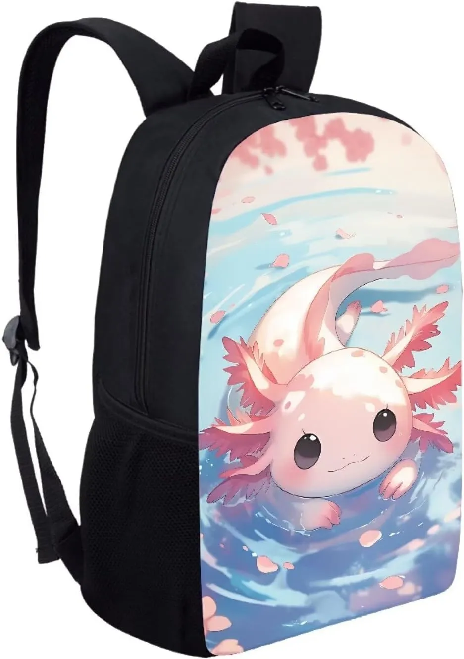Mumeson Axolotl Cute Backpack for Teen Girls Boys, Large Capacity Back to School Bookbags Rucksack Lightweight School Bags Adjust Strap Daypack