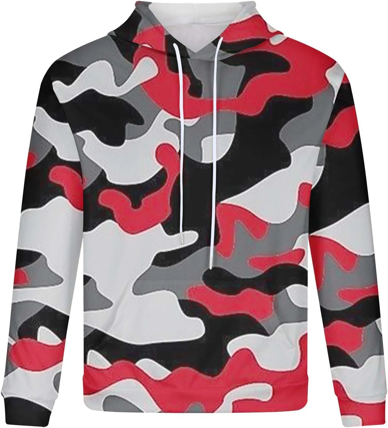 Muscularfit Camo Sweatshirt Hoodie for Men 2023 Fall Fashion Drawstring Casual Loose Long Sleeve Pullover Camouflage Shirts