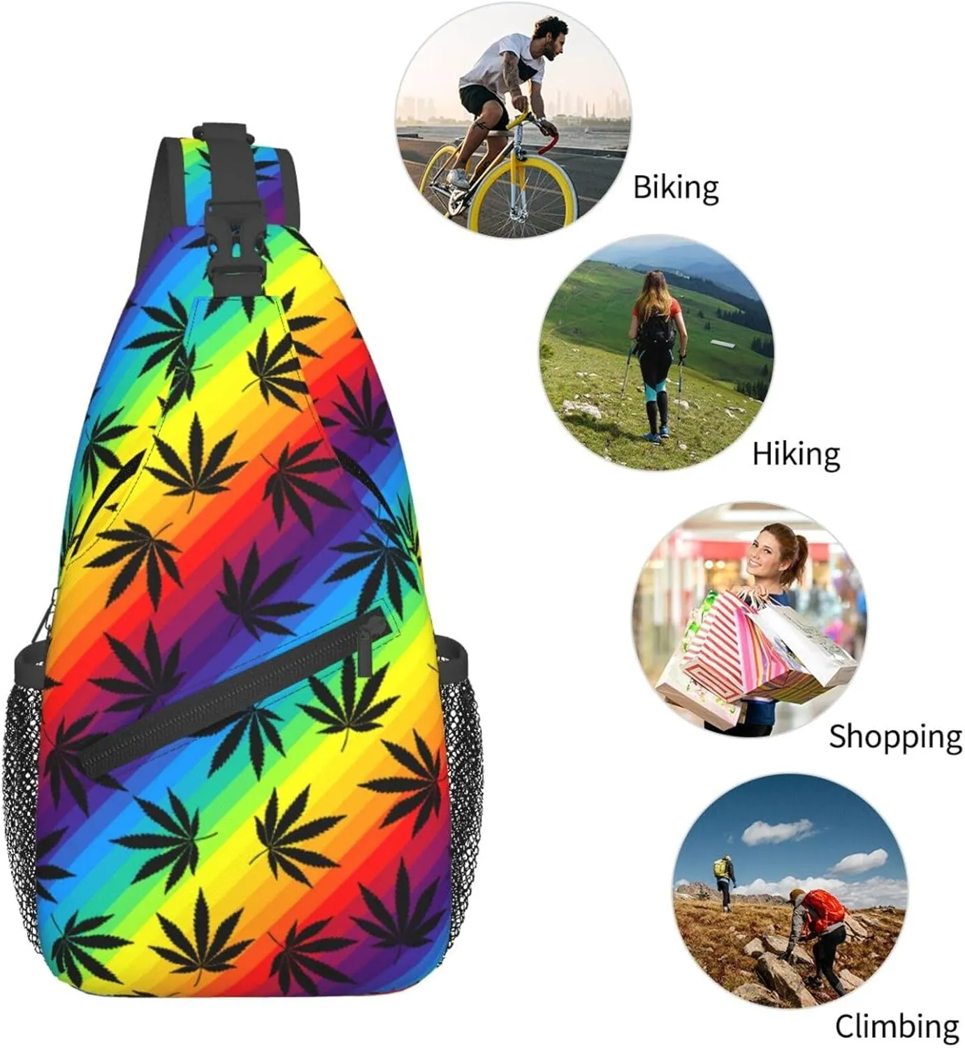 Mushroom Crossbody Bag Adjustable Sling Bag Casual Chest Bags Travel Shoulder Backpack