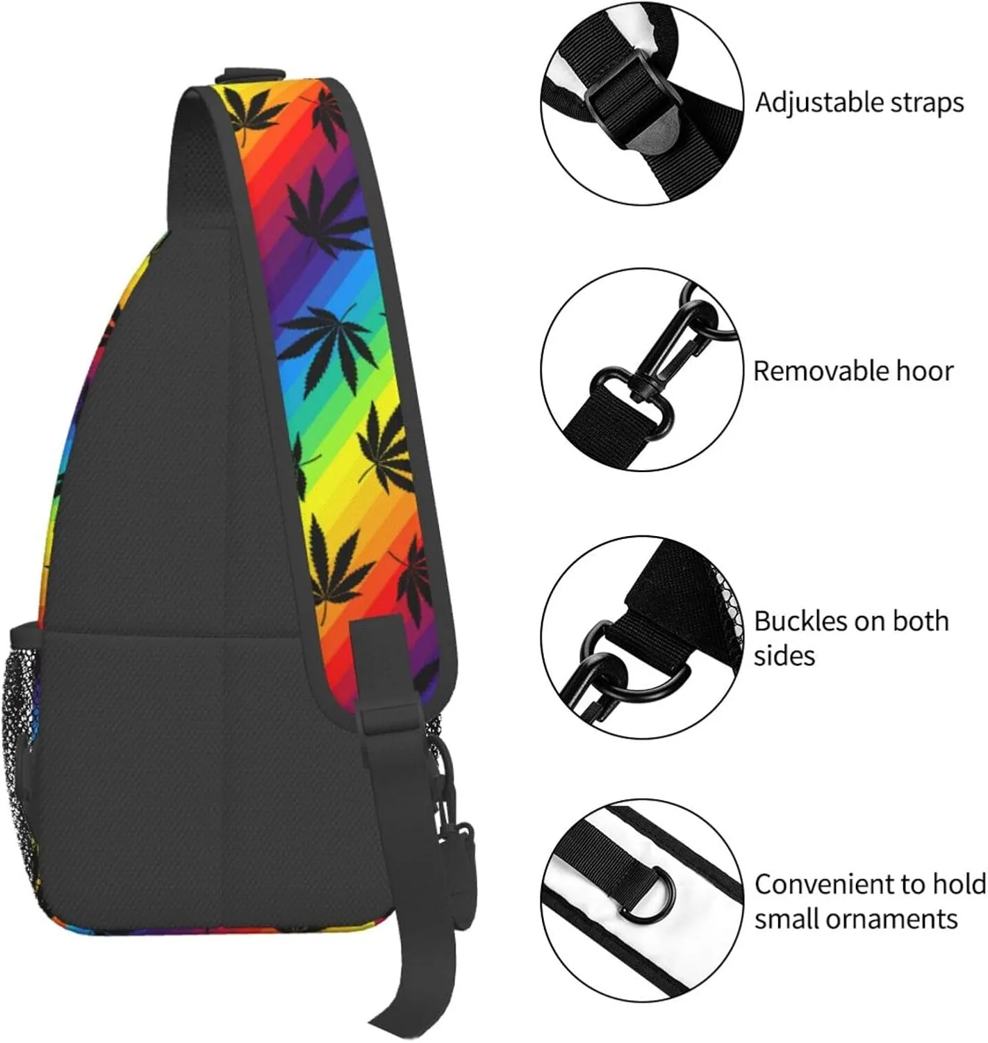 Mushroom Crossbody Bag Adjustable Sling Bag Casual Chest Bags Travel Shoulder Backpack
