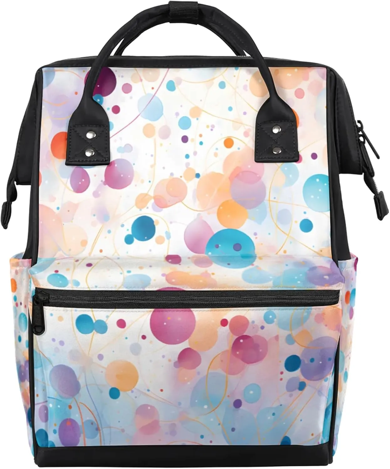 Mythical Forest Creatures Double Shoulder Mommy Bag for Women, Polyester Large Capacity Diaper Backpack with Multi Pockets, Waterproof Adjustable Straps Diaper Bag for Moms Dads, 11''×7''×15.7''