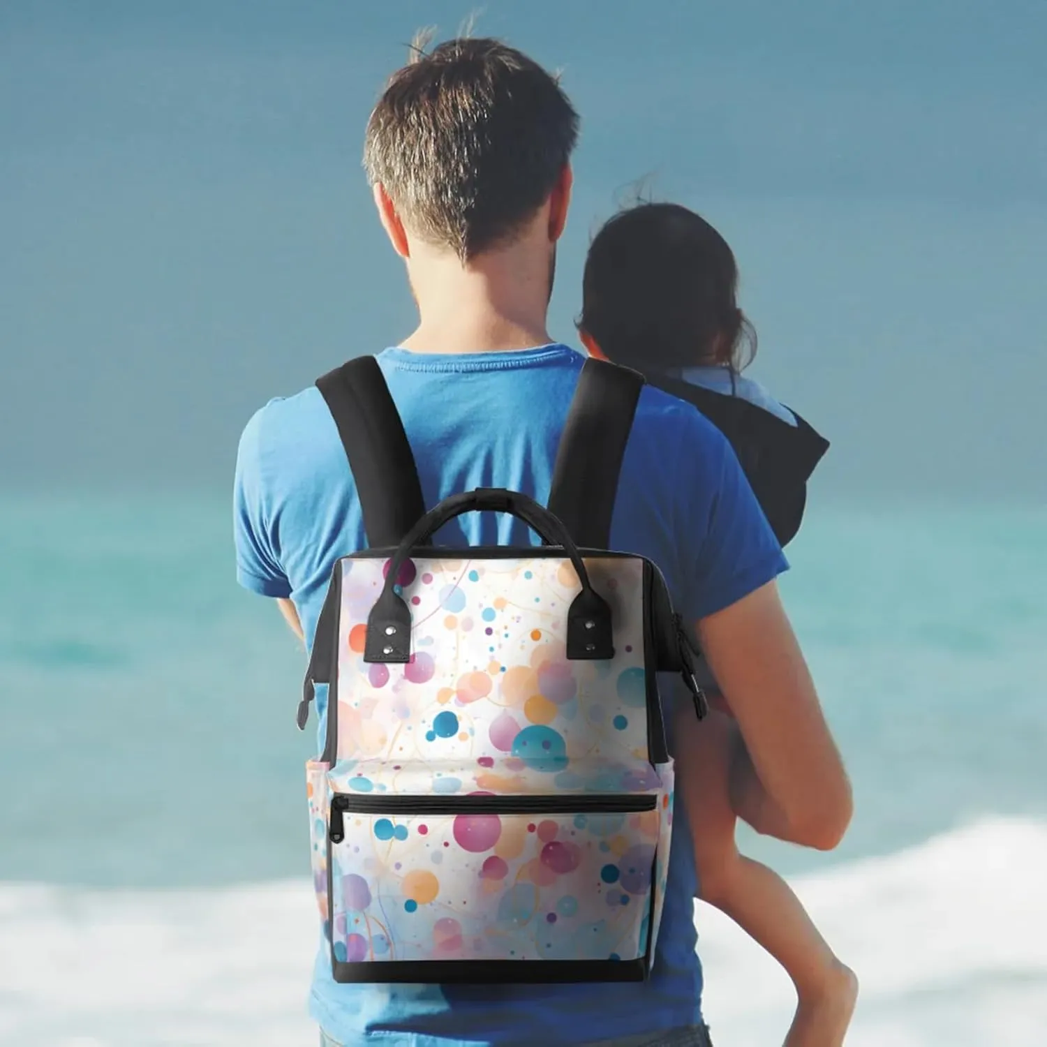 Mythical Forest Creatures Double Shoulder Mommy Bag for Women, Polyester Large Capacity Diaper Backpack with Multi Pockets, Waterproof Adjustable Straps Diaper Bag for Moms Dads, 11''×7''×15.7''