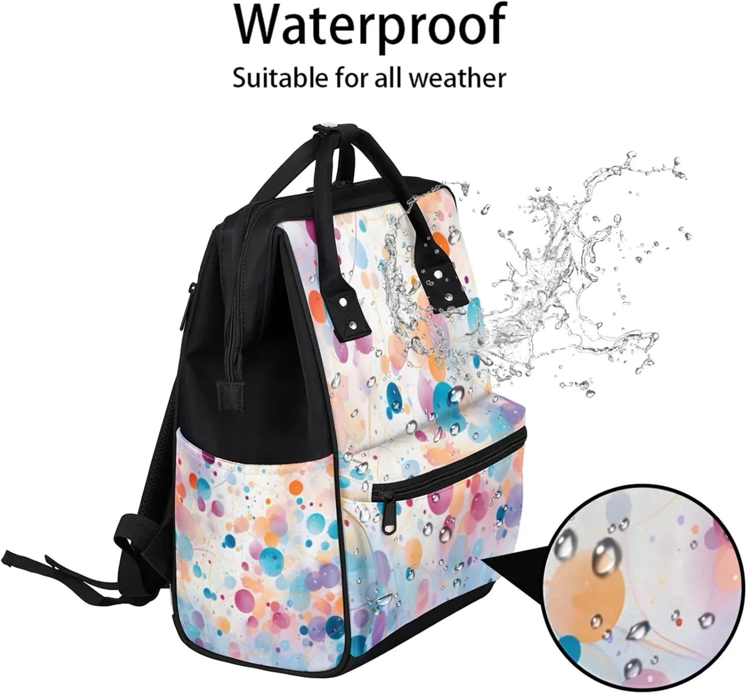 Mythical Forest Creatures Double Shoulder Mommy Bag for Women, Polyester Large Capacity Diaper Backpack with Multi Pockets, Waterproof Adjustable Straps Diaper Bag for Moms Dads, 11''×7''×15.7''