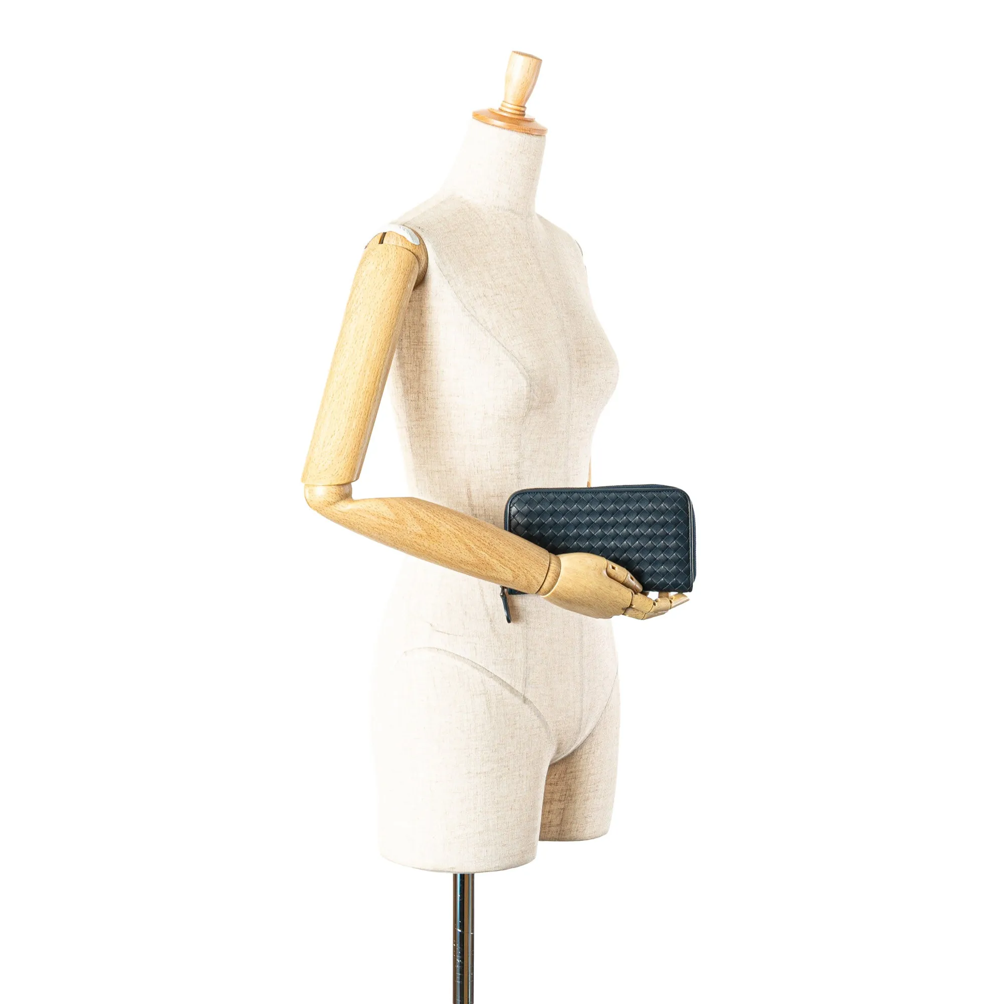 Nappa Intrecciato Zip Around Long Wallet