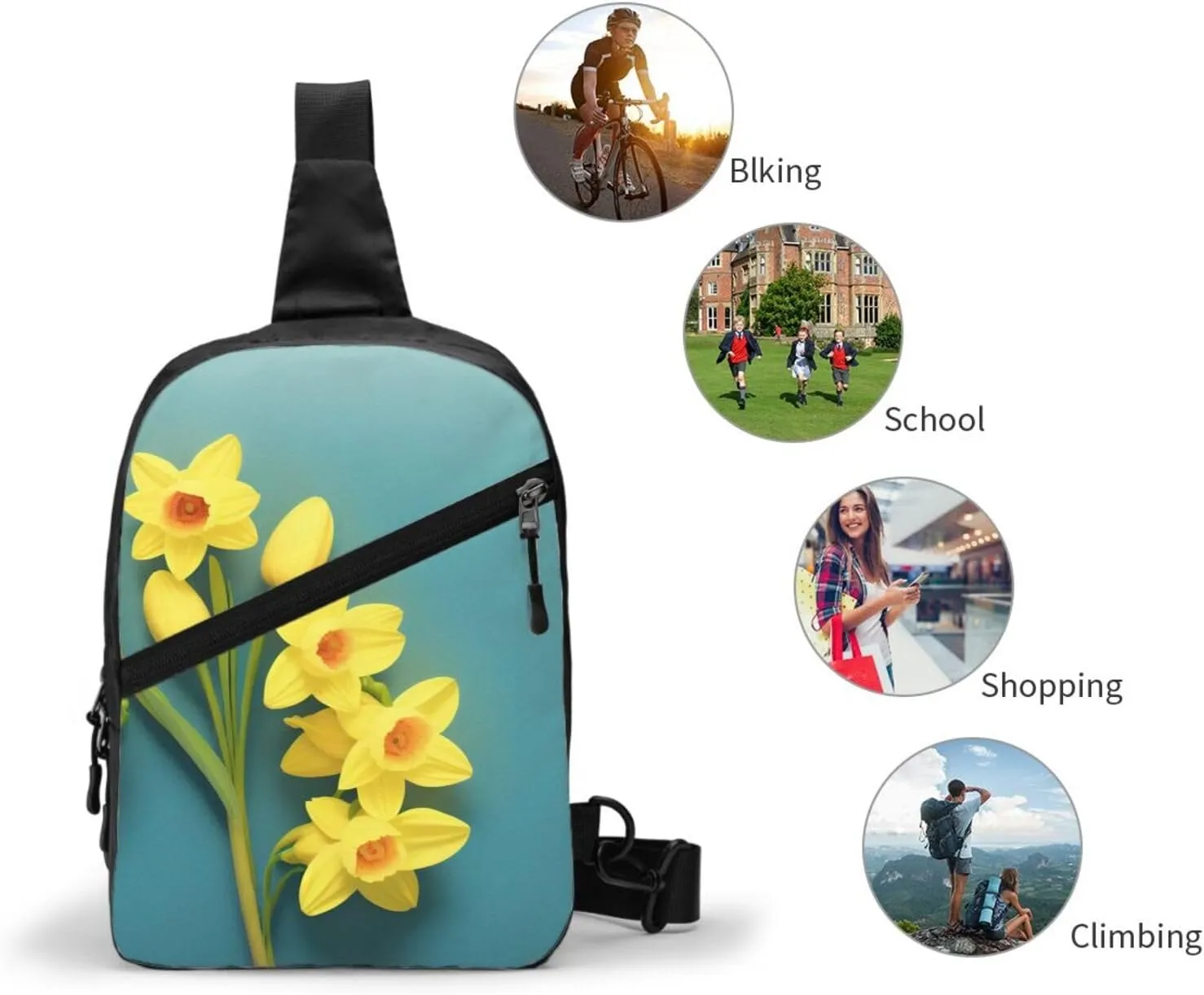 Narcissus Sling Bag For Women And Men Fashion Folding Chest Bag Adjustable Crossbody Travel Shoulder Bag