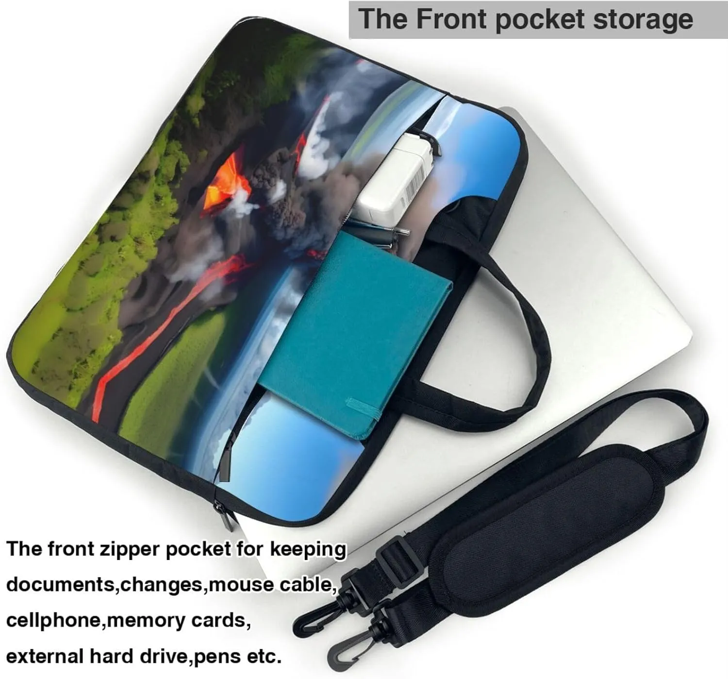 National Parks Sunshine Trees Print Notebook Computer Protective Carrying Cover With Pocket,13 Inch Laptop Shoulder Bag