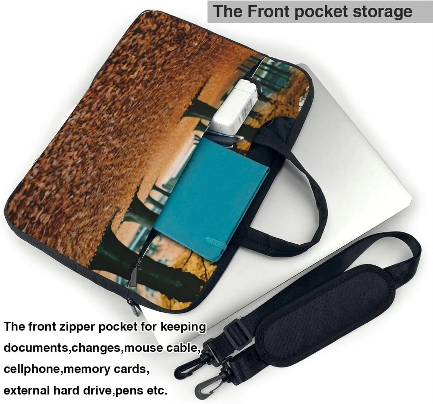 National Parks Sunshine Trees Print Notebook Computer Protective Carrying Cover With Pocket,13 Inch Laptop Shoulder Bag