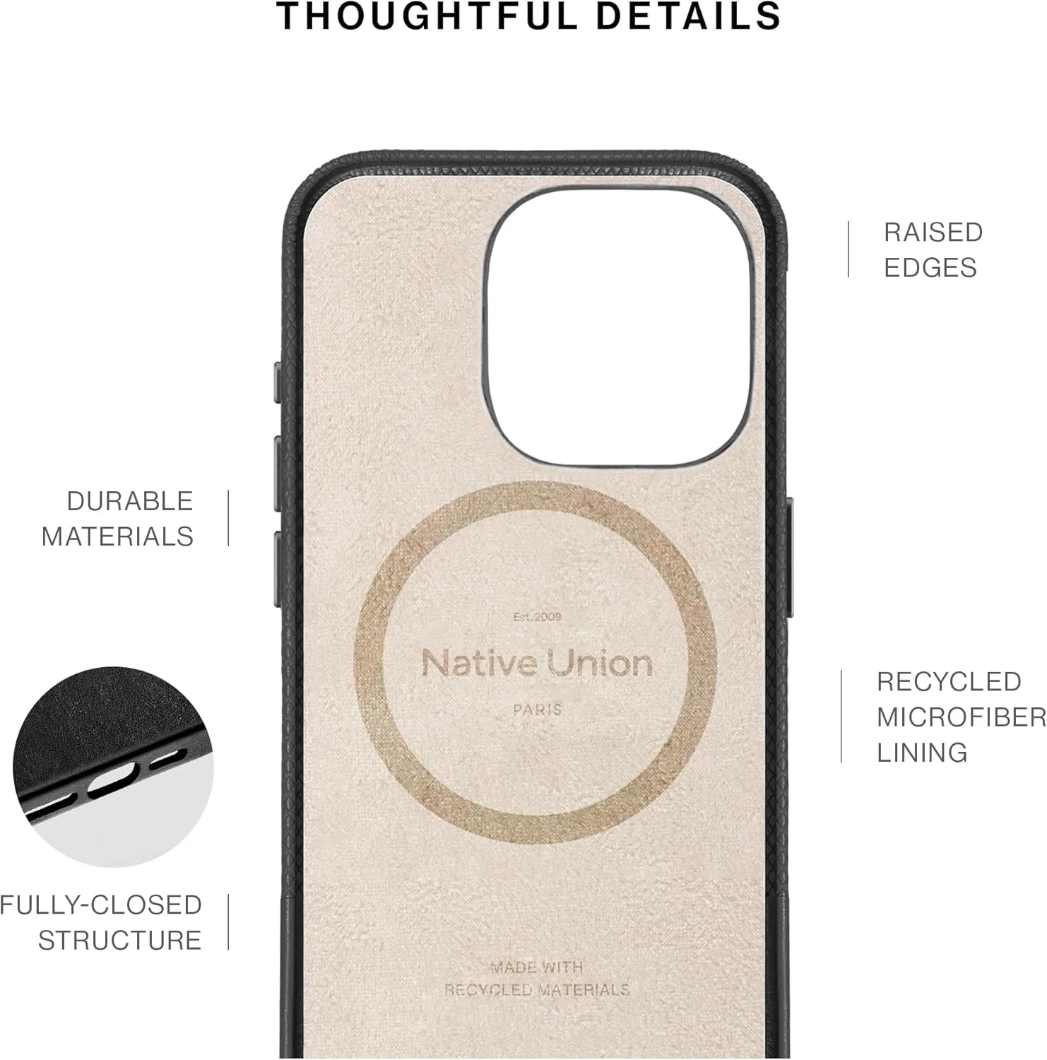 Native Union (Re Classic Case 3.0 – MagSafe Compatible with Built-in Magnets – Resistant & Recycled Materials – Ultra-Durable with 6ft / 1.8m Drop Protection for iPhone 16 Pro (Black)