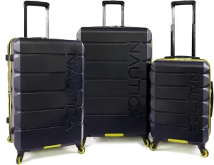 NAUTICA Lightview 3pc Hardside Luggage Set, Navy/Yellow