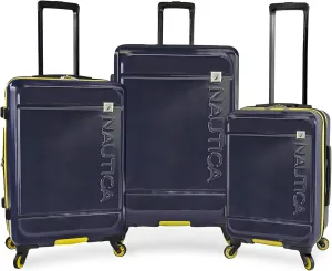NAUTICA Roadie 3pc Hardside Luggage Set, Navy/Yellow