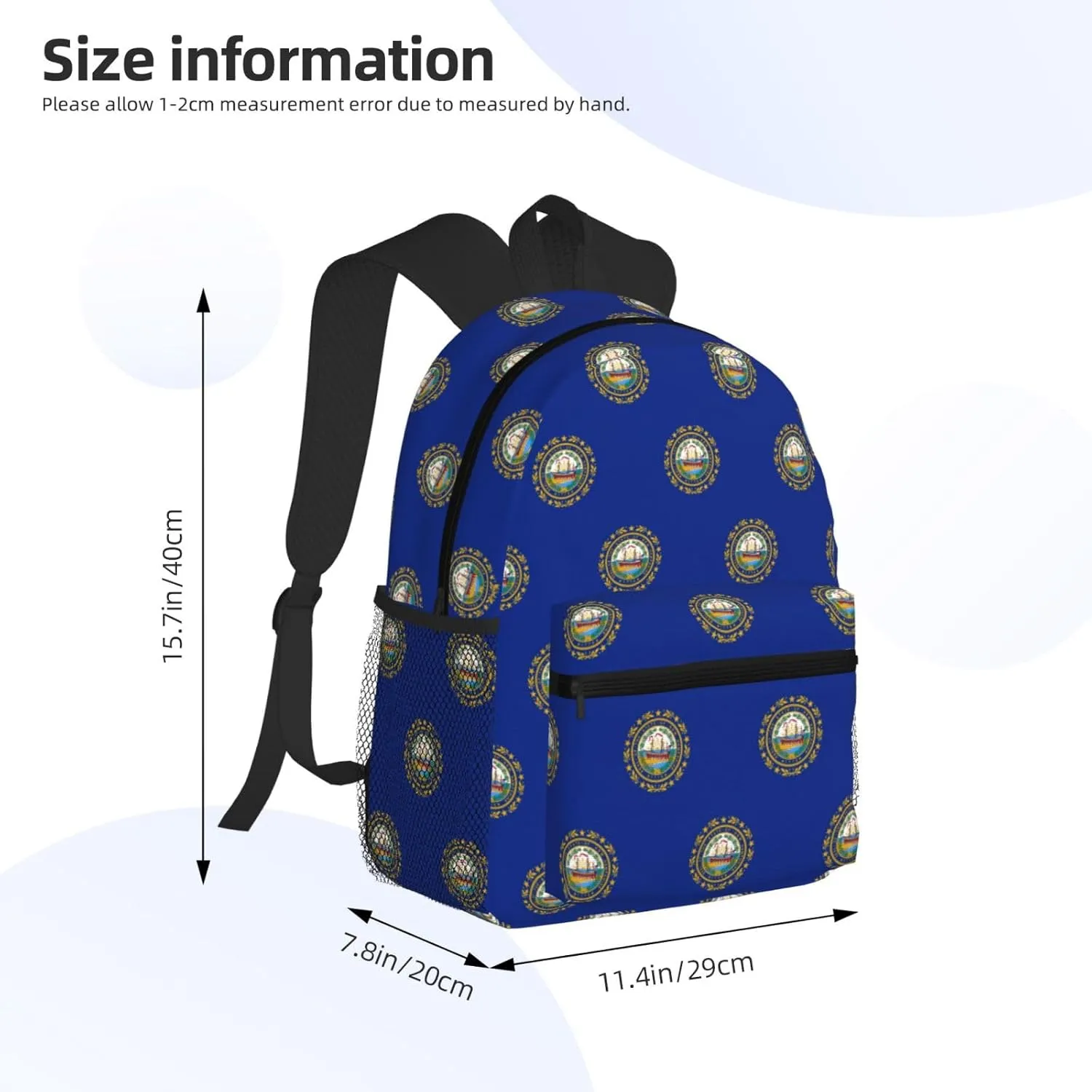 New Hampshire State Flag Men Women Office Laptop Backpack,Work Bag 15.7 Inch Business Travel Bags Large Capacity