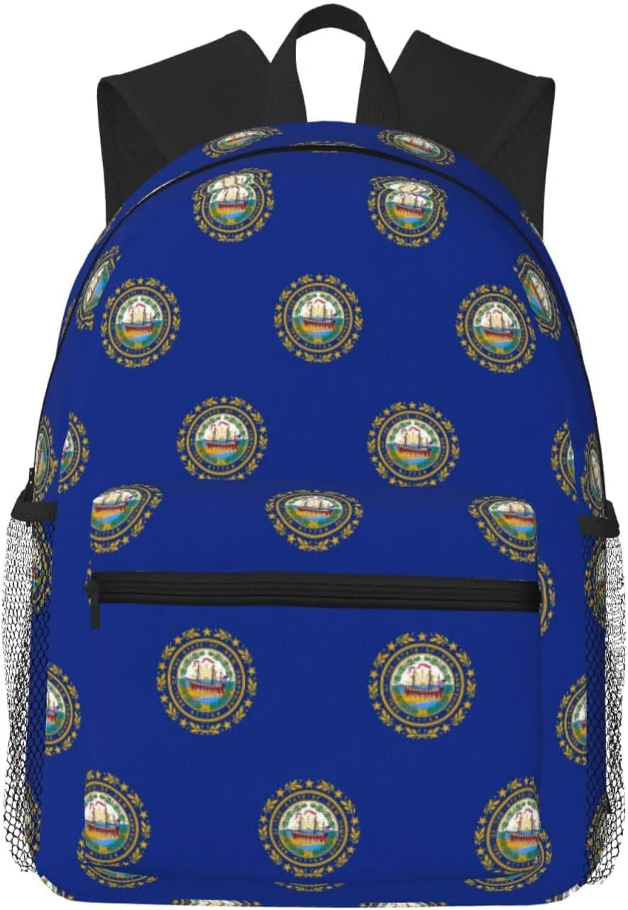 New Hampshire State Flag Men Women Office Laptop Backpack,Work Bag 15.7 Inch Business Travel Bags Large Capacity