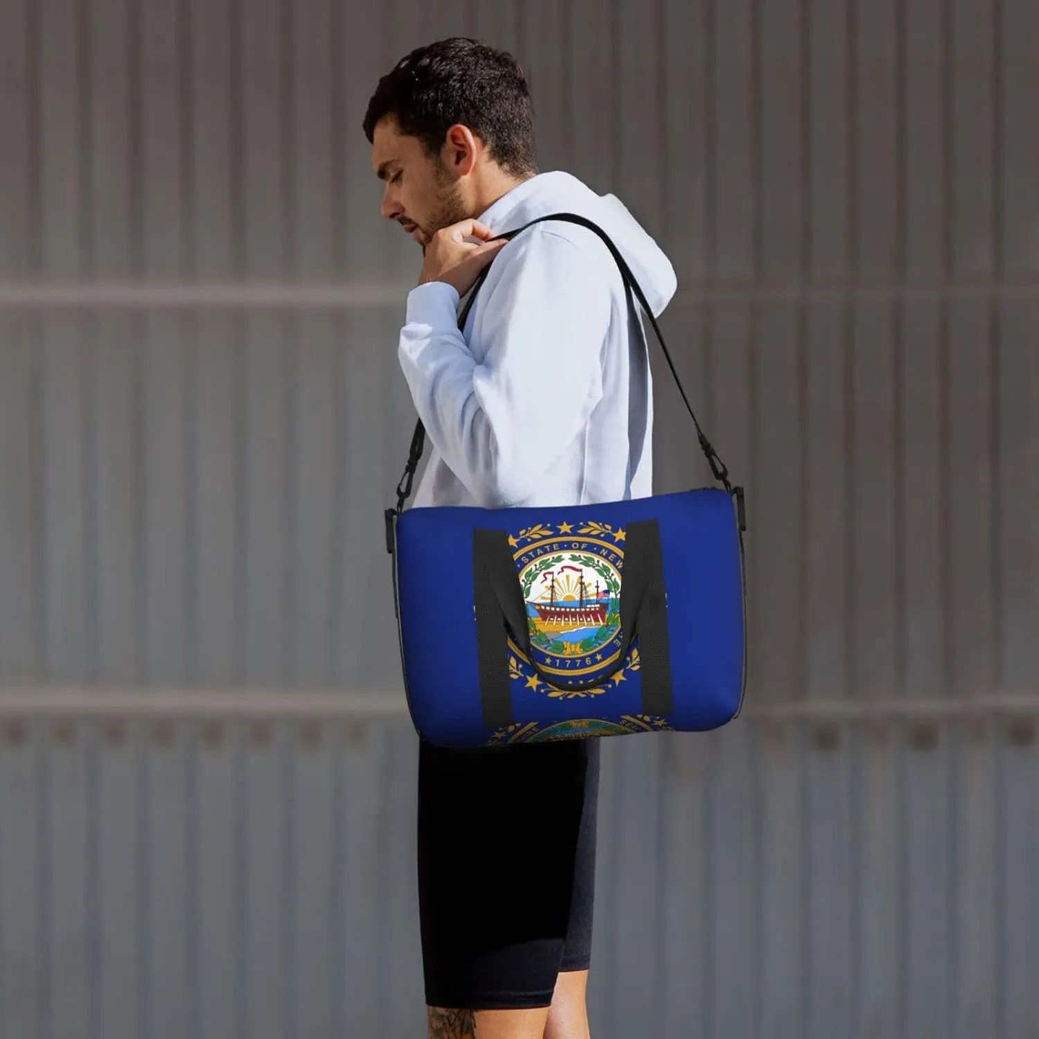 New Hampshire State Flag Travel Duffel Bag Carry On Tote Bags For Men,Weekender Overnight Bag,Sports Tote Gym Bag