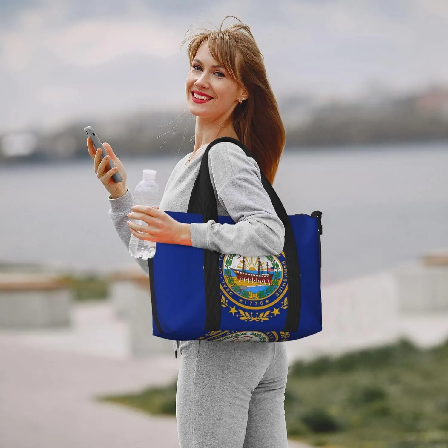 New Hampshire State Flag Travel Duffel Bag Carry On Tote Bags For Men,Weekender Overnight Bag,Sports Tote Gym Bag