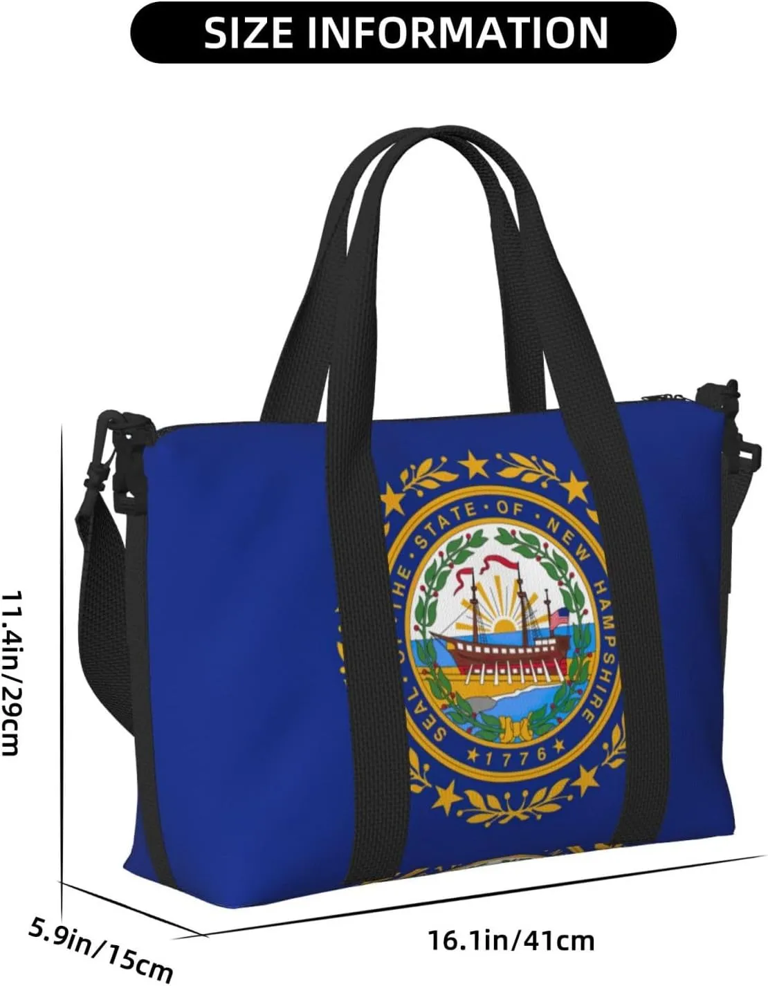 New Hampshire State Flag Travel Duffel Bag Carry On Tote Bags For Men,Weekender Overnight Bag,Sports Tote Gym Bag